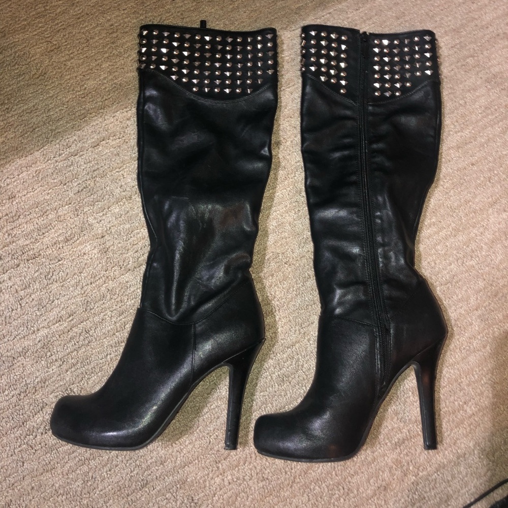Black leather boots